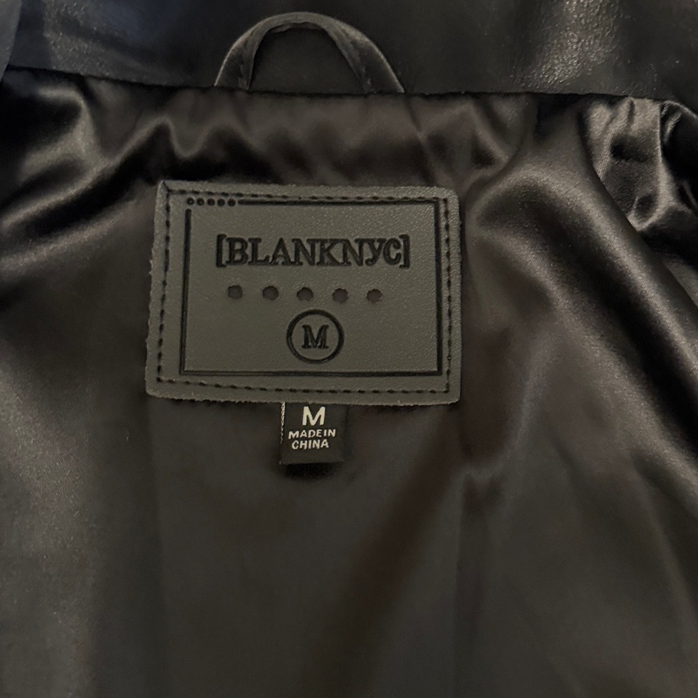 BLANK NYC black vegan Leather double breasted blazer M - Picture 6 of 9